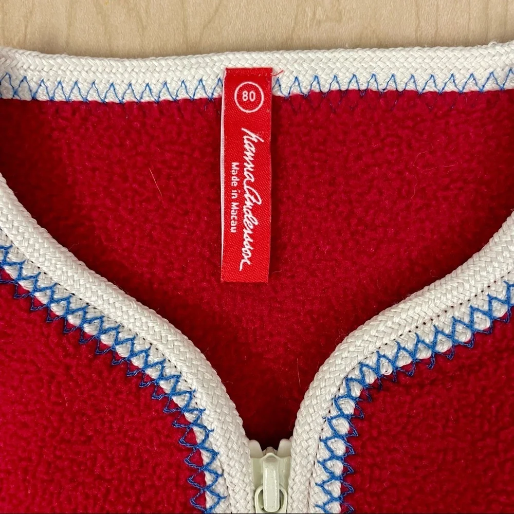 Hanna Andersson Fleece Jacket Girls 18-24M 80 cm Boys Embroidered Penguins Red